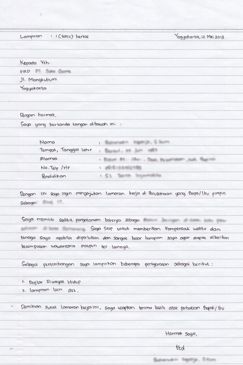 Contoh Surat Lamaran Kerja Tulis Tangan, Ternyata Mudah